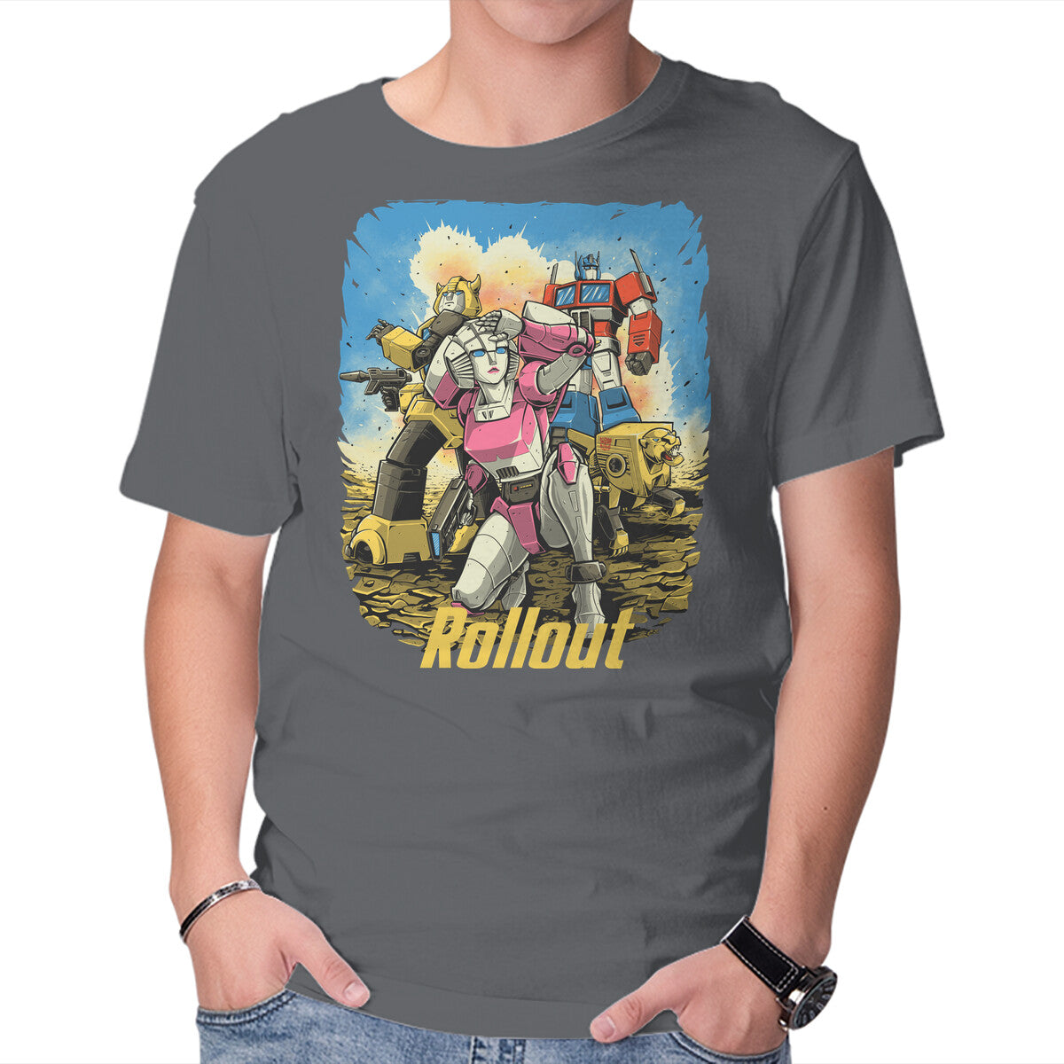Rollout – Sci-Fi Graphic T-Shirt in charcoal, product display