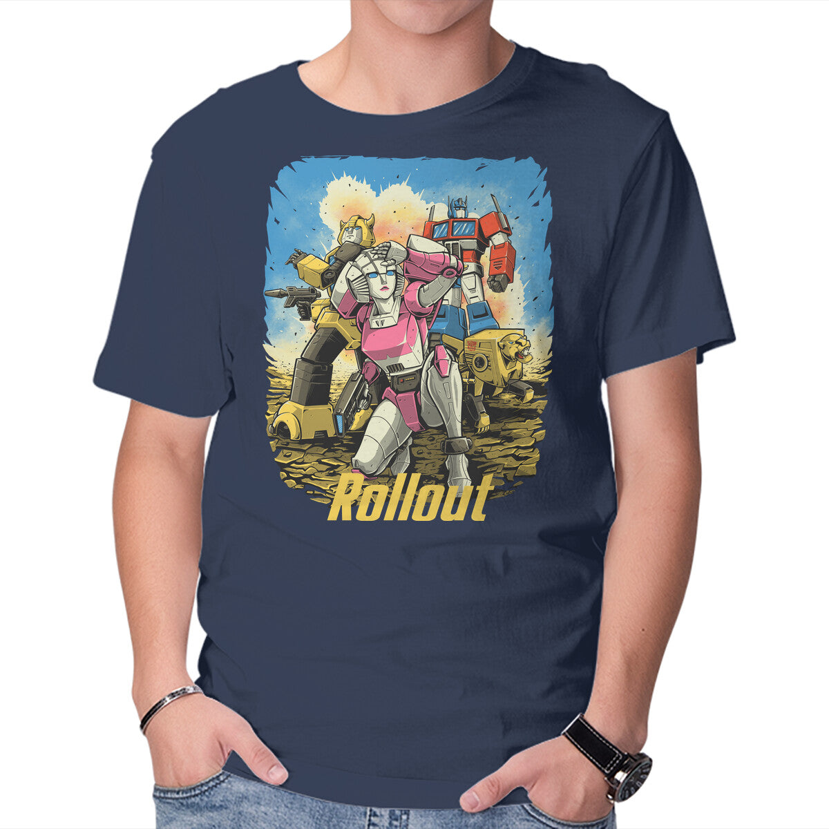 Rollout – Sci-Fi Graphic T-Shirt in navy, product display