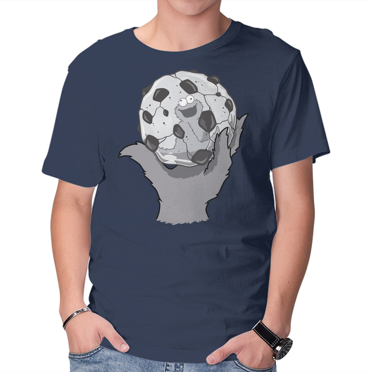 Reflecting Cookie – Funny Graphic T-Shirt in navy, product display
