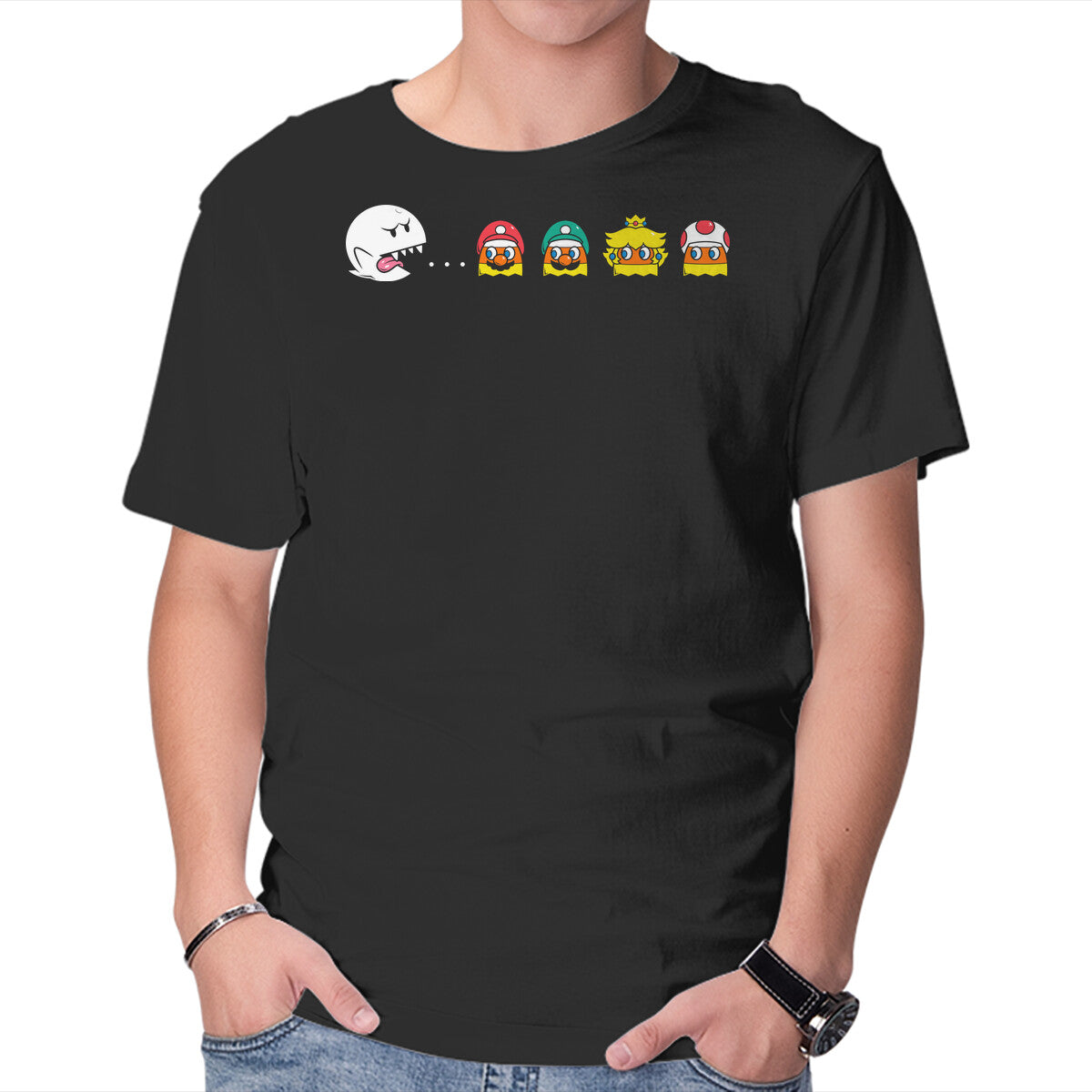Pac-Boo – Gaming Graphic T-Shirt in black, product display