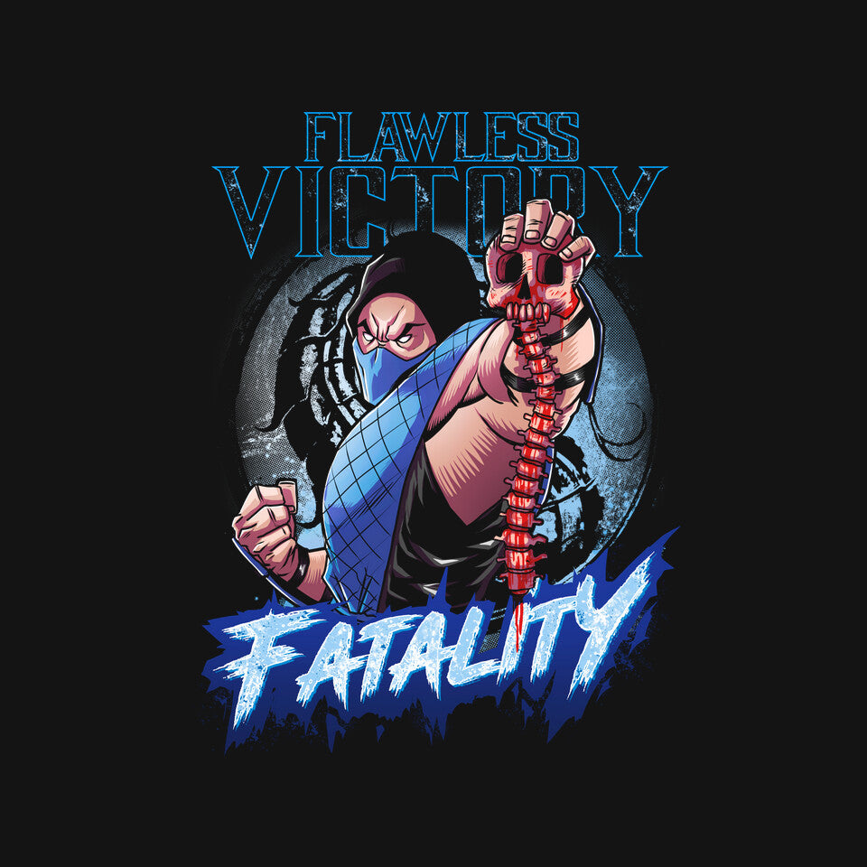 Flawless Victory Fatality – Gaming Graphic T-Shirt design artwork for black graphic T-shirt