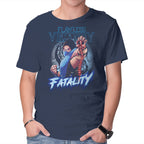 Flawless Victory Fatality – Gaming Graphic T-Shirt in navy, product display
