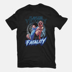 Flawless Victory Fatality – Gaming Graphic T-Shirt in black, flat-lay product view