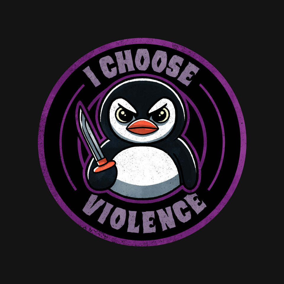 Violent Penguin – Animal Graphic T-Shirt design artwork for black graphic T-shirt