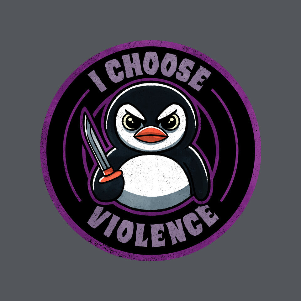 Violent Penguin – Animal Graphic T-Shirt design artwork for charcoal graphic T-shirt