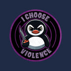 Violent Penguin – Animal Graphic T-Shirt design artwork for navy graphic T-shirt