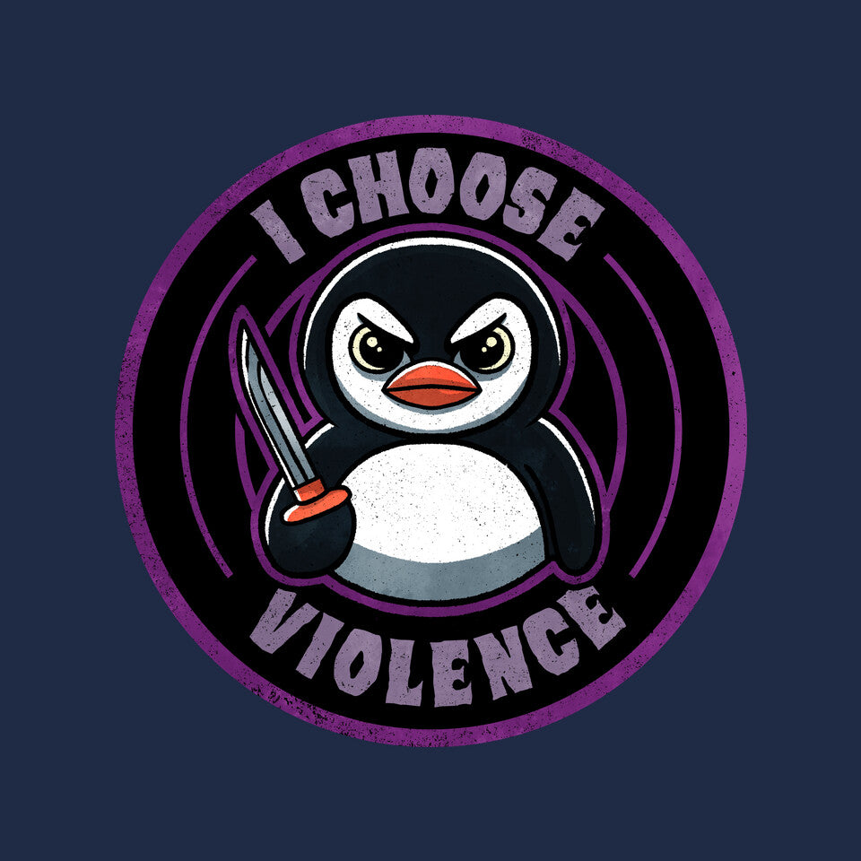 Violent Penguin – Animal Graphic T-Shirt design artwork for navy graphic T-shirt