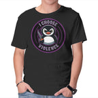 Violent Penguin – Animal Graphic T-Shirt in black, product display