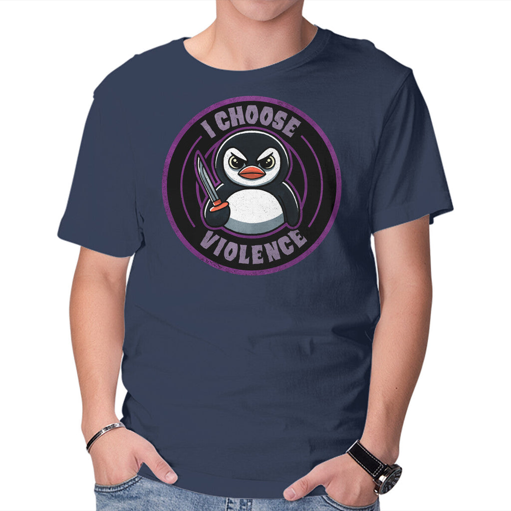 Violent Penguin – Animal Graphic T-Shirt in navy, product display
