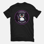 Violent Penguin – Animal Graphic T-Shirt in black, flat-lay product view