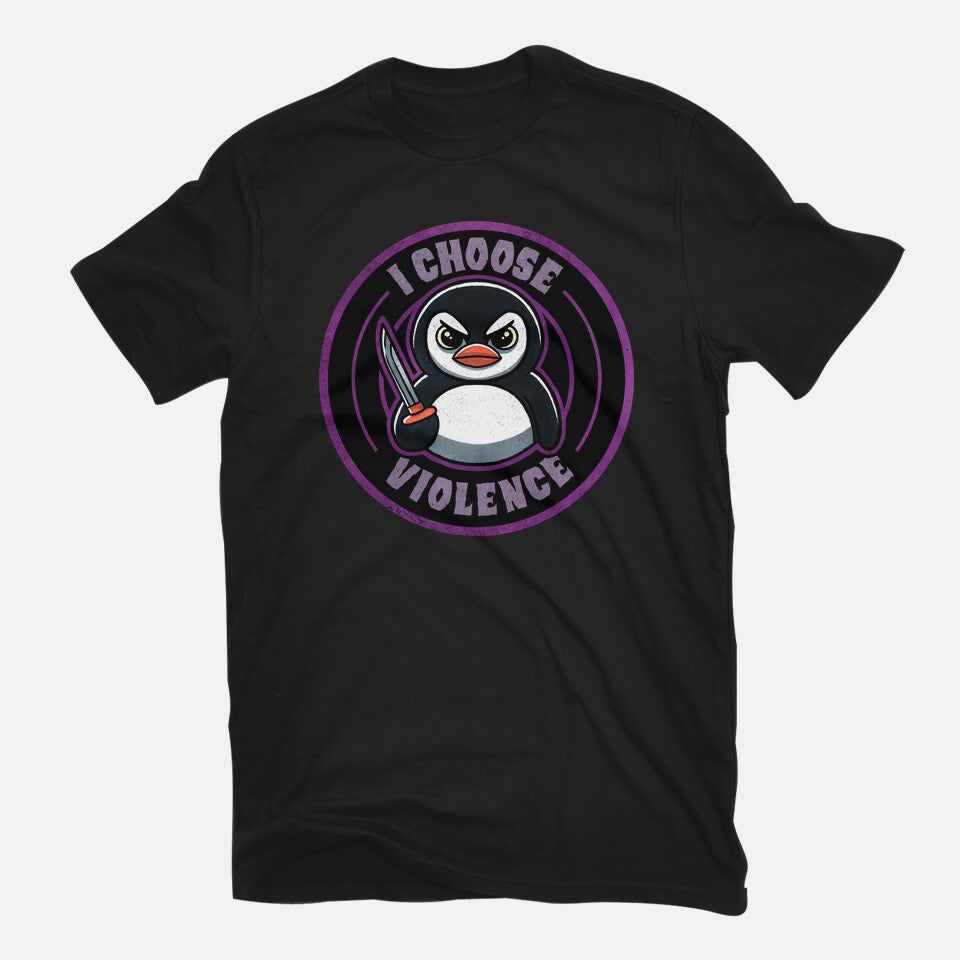 Violent Penguin – Animal Graphic T-Shirt in black, flat-lay product view