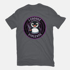 Violent Penguin – Animal Graphic T-Shirt in charcoal, flat-lay product view