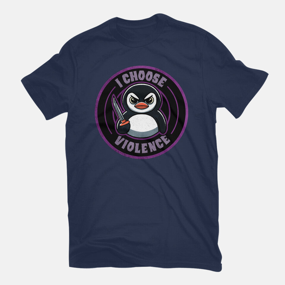 Violent Penguin – Animal Graphic T-Shirt in navy, flat-lay product view