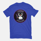 Violent Penguin – Animal Graphic T-Shirt in royal blue, flat-lay product view