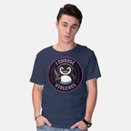 Model wearing navy Violent Penguin – Animal Graphic T-Shirt