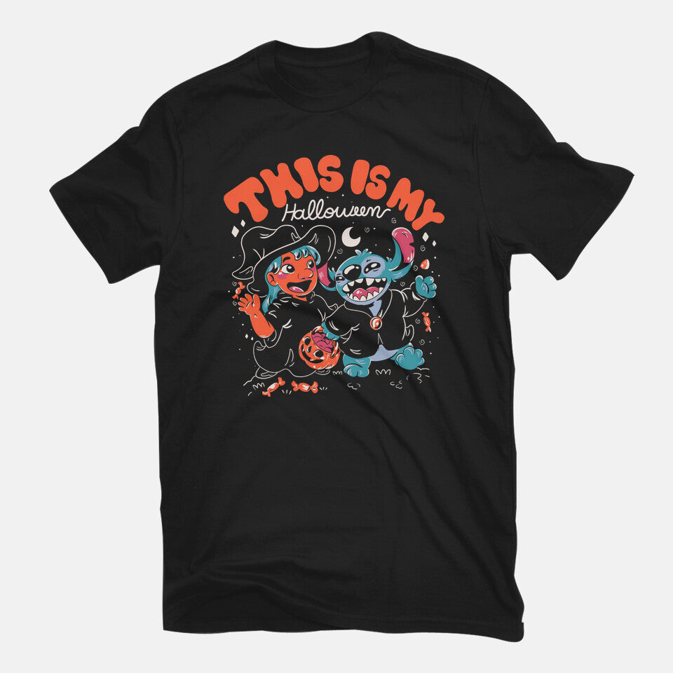 My Halloween – Halloween Graphic T-Shirt in black, flat-lay product view
