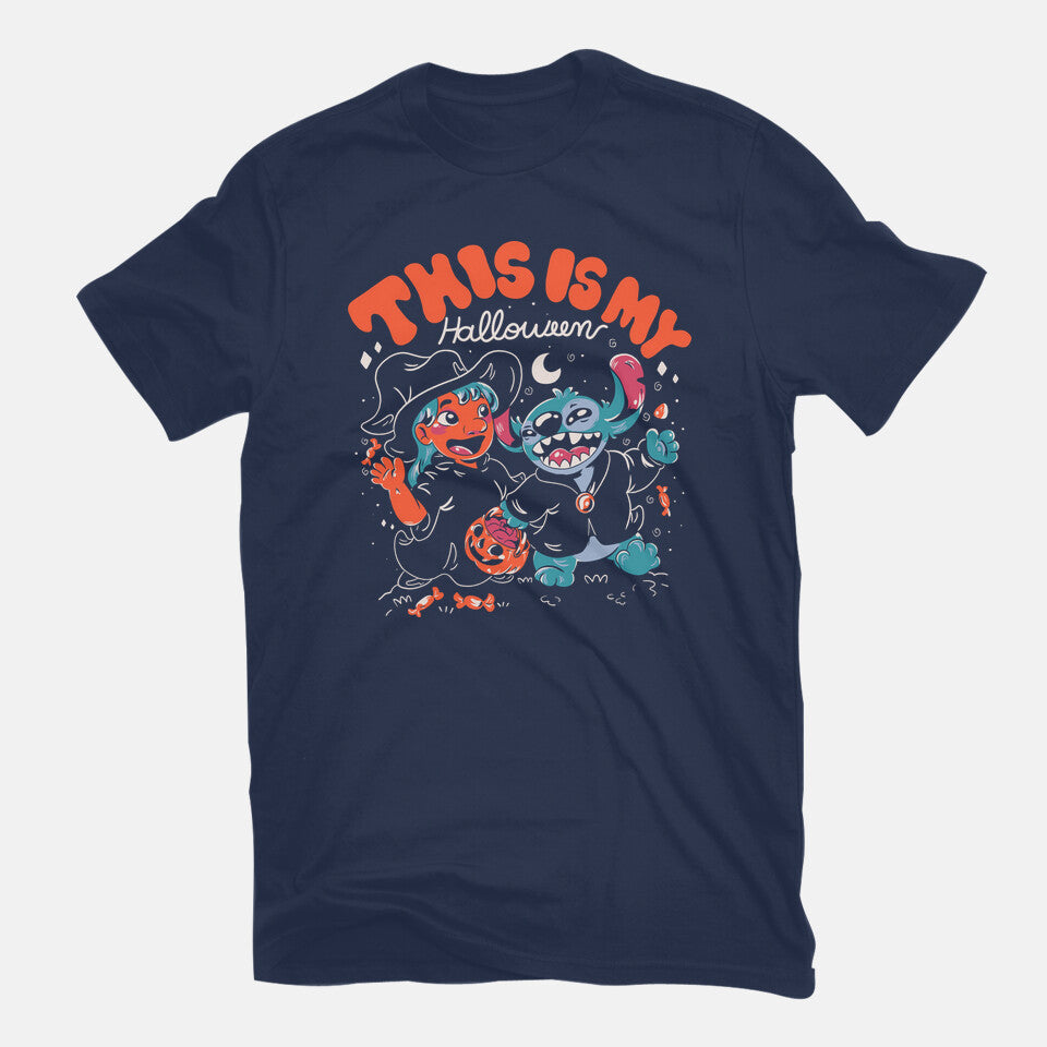 My Halloween – Halloween Graphic T-Shirt in navy, flat-lay product view