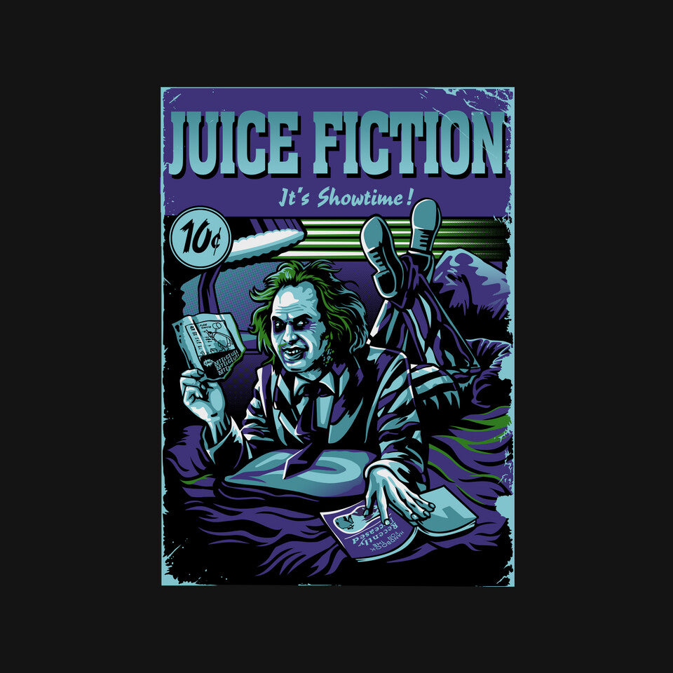 Juice Fiction – Horror Graphic T-Shirt design artwork for black graphic T-shirt
