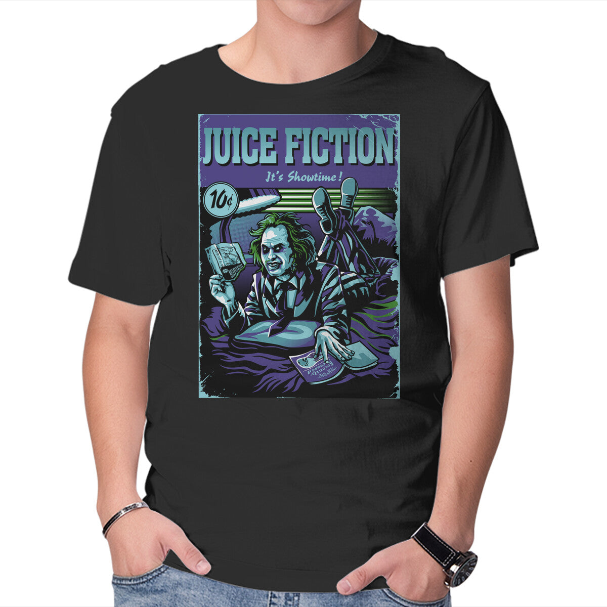 Juice Fiction – Horror Graphic T-Shirt in black, product display