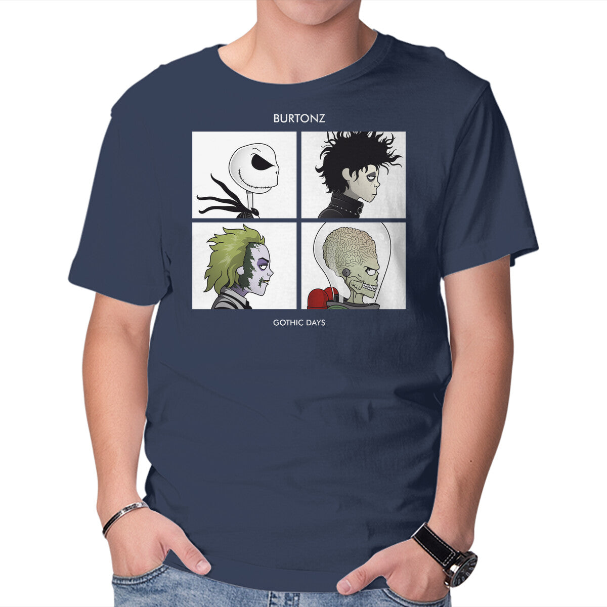 Burtonz – Horror Graphic T-Shirt in navy, product display