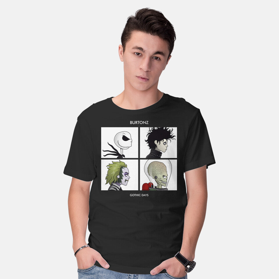 Model wearing black Burtonz – Horror Graphic T-Shirt