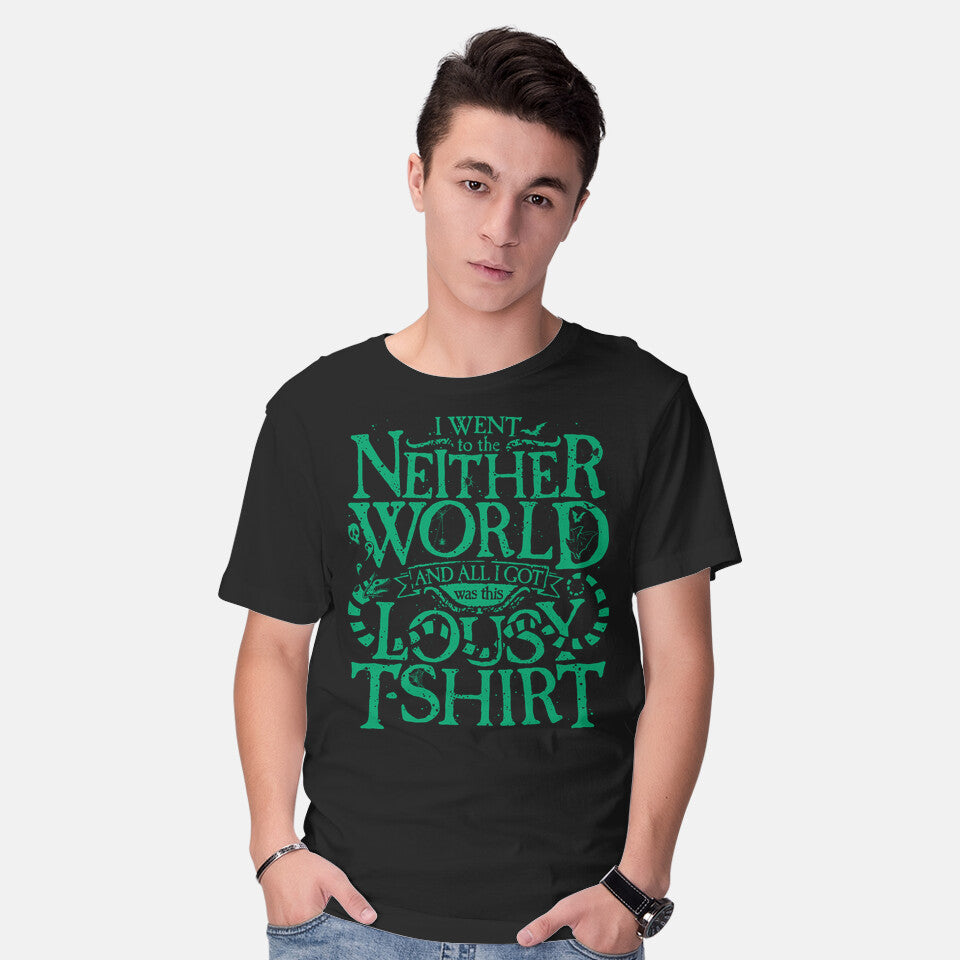 Model wearing black Went To The Neitherworld – Horror Graphic T-Shirt