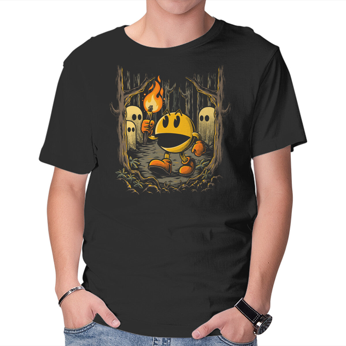 Game Forest Ghosts – Halloween Graphic T-Shirt in black, product display