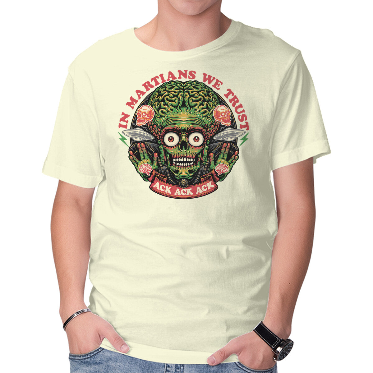 In Martians We Trust – Sci-Fi Graphic T-Shirt