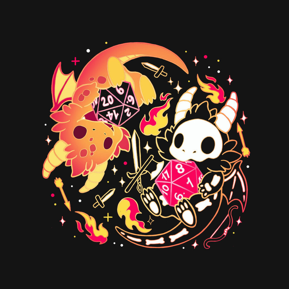 Winner Loser Dice Dragon – Gaming Graphic T-Shirt design artwork for black graphic T-shirt
