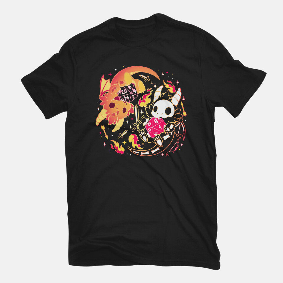 Winner Loser Dice Dragon – Gaming Graphic T-Shirt in black, flat-lay product view