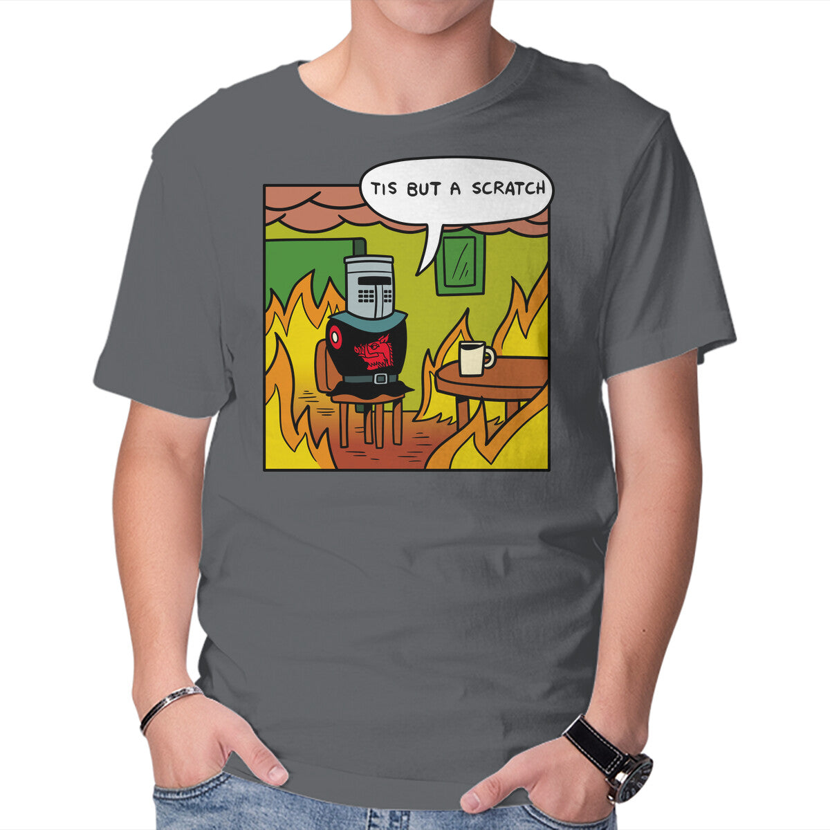 Black Knight Fine – Movie Graphic T-Shirt in charcoal, product display