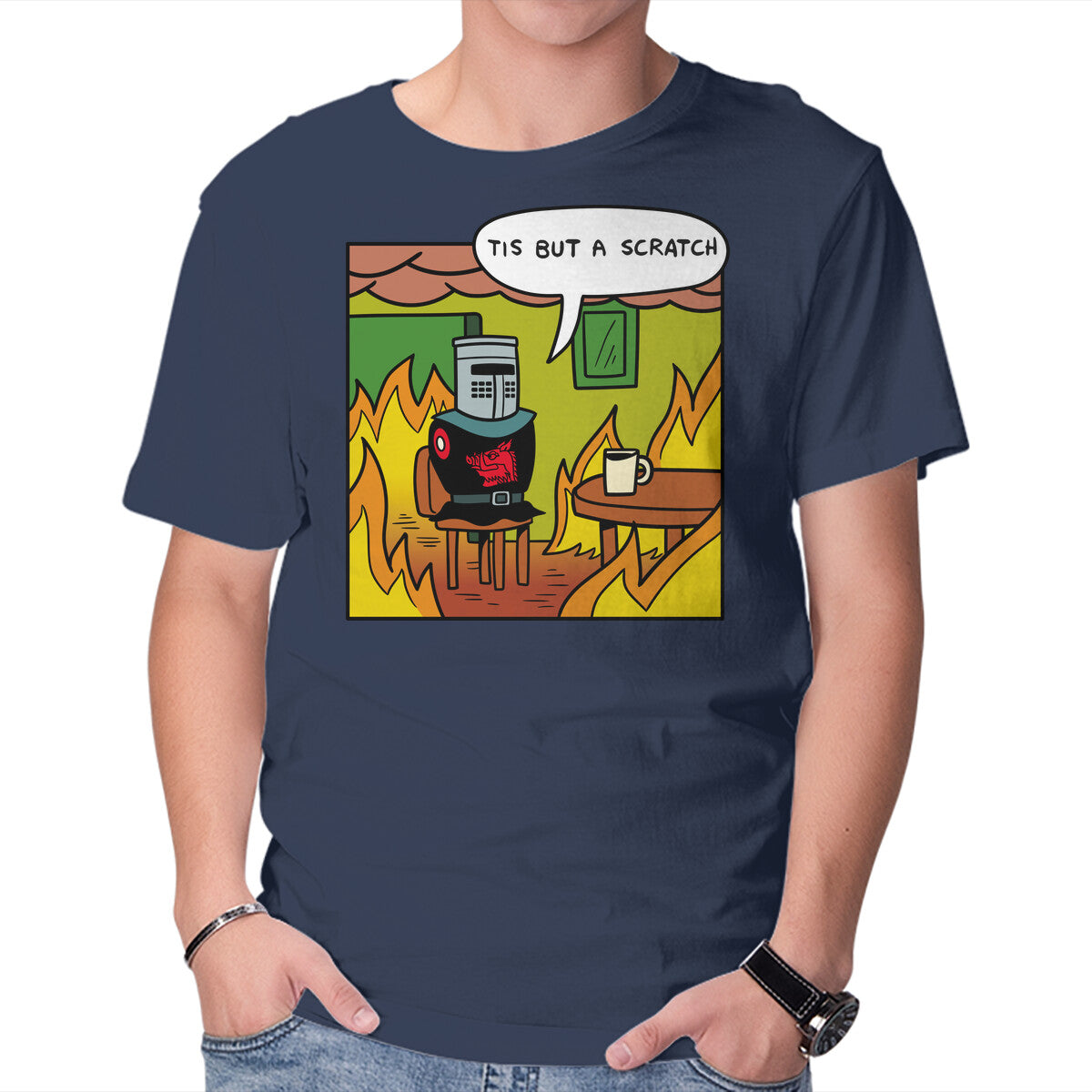 Black Knight Fine – Movie Graphic T-Shirt in navy, product display