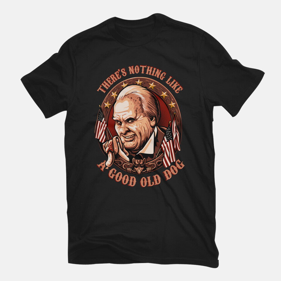 Good Old Dog – Horror Graphic T-Shirt in black, flat-lay product view
