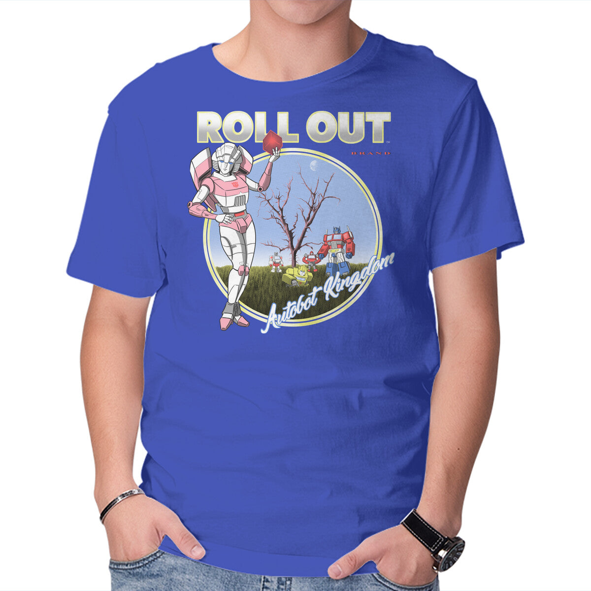 Roll Doubt – Sci-Fi Graphic T-Shirt in royal blue, product display