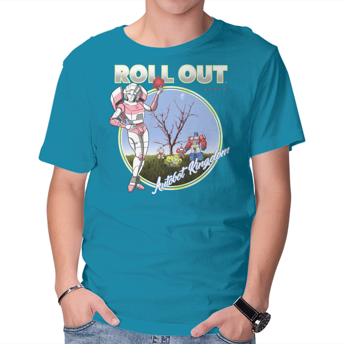Roll Doubt – Sci-Fi Graphic T-Shirt in turquoise, product display