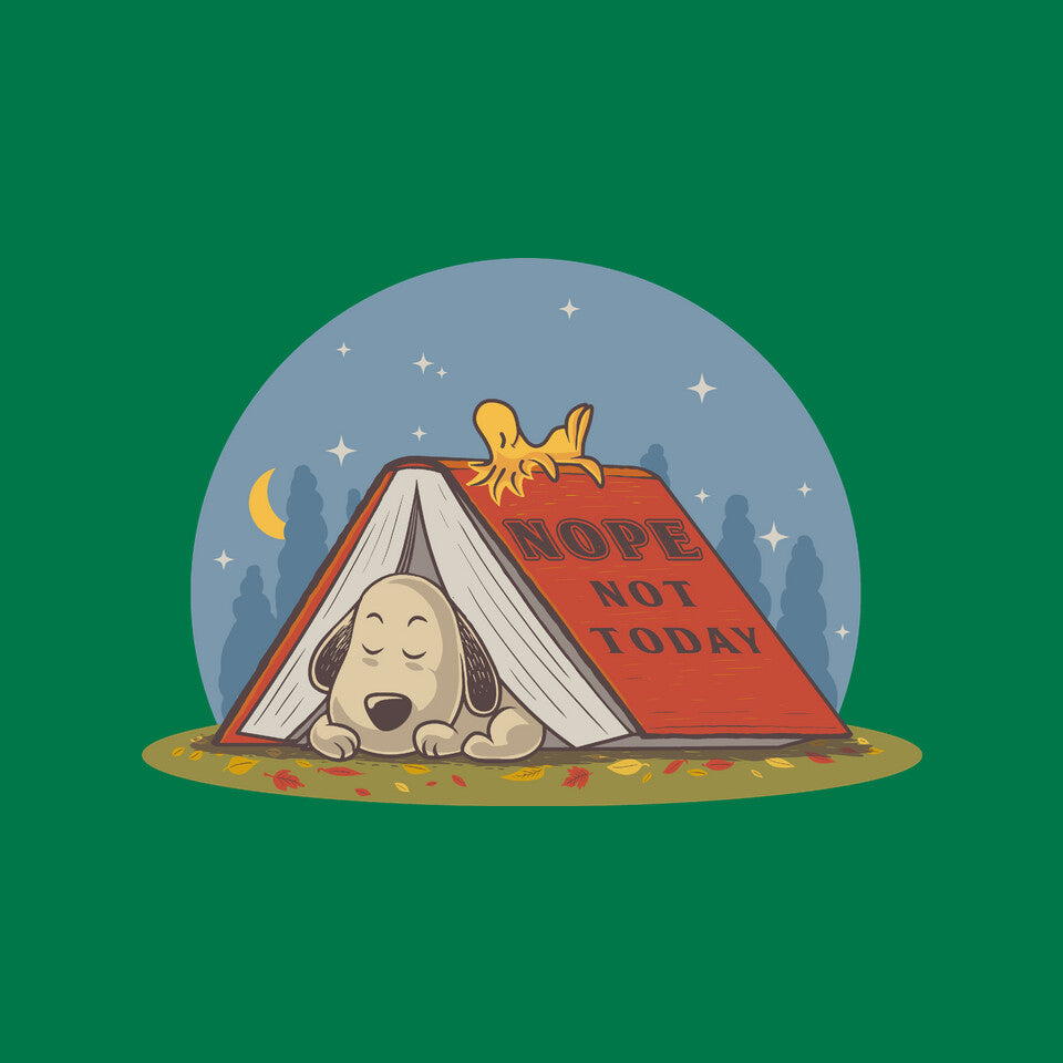 Booked For A Nap – Dog Graphic T-Shirt design artwork for green graphic T-shirt