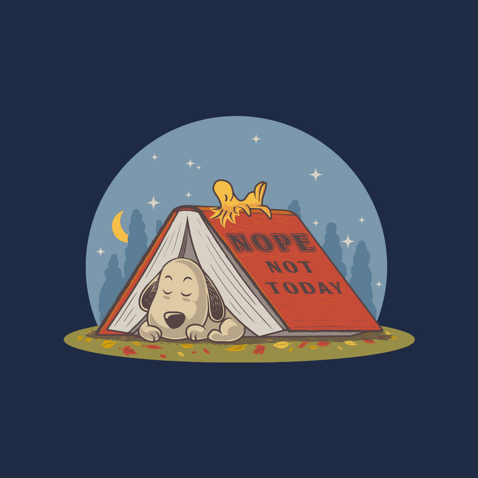 Booked For A Nap – Dog Graphic T-Shirt design artwork for navy graphic T-shirt