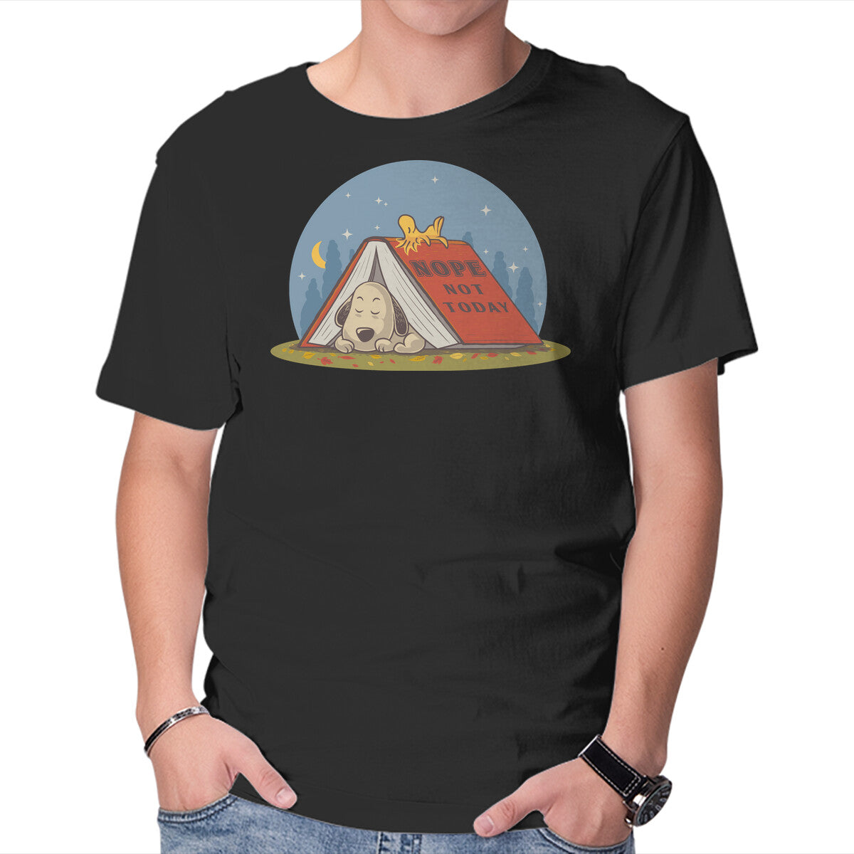 Booked For A Nap – Dog Graphic T-Shirt in black, product display