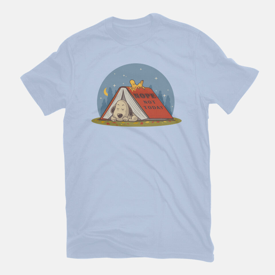 Booked For A Nap – Dog Graphic T-Shirt in blue, flat-lay product view