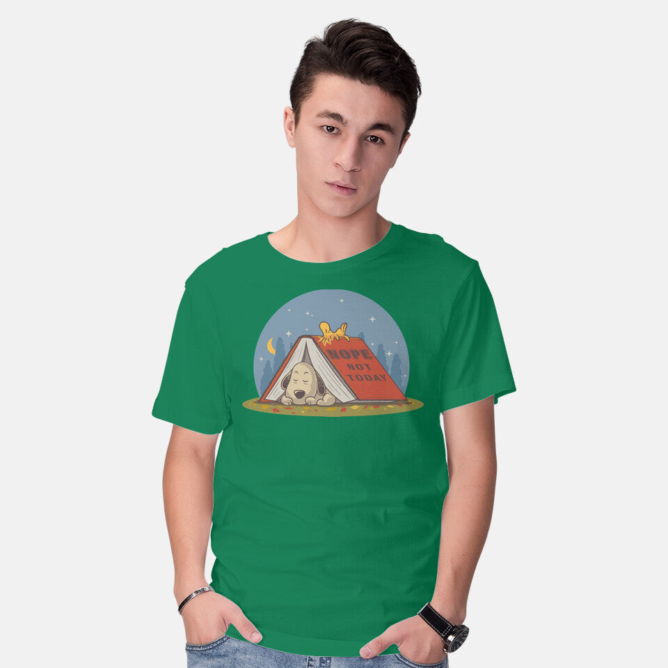 Model wearing green Booked For A Nap – Dog Graphic T-Shirt