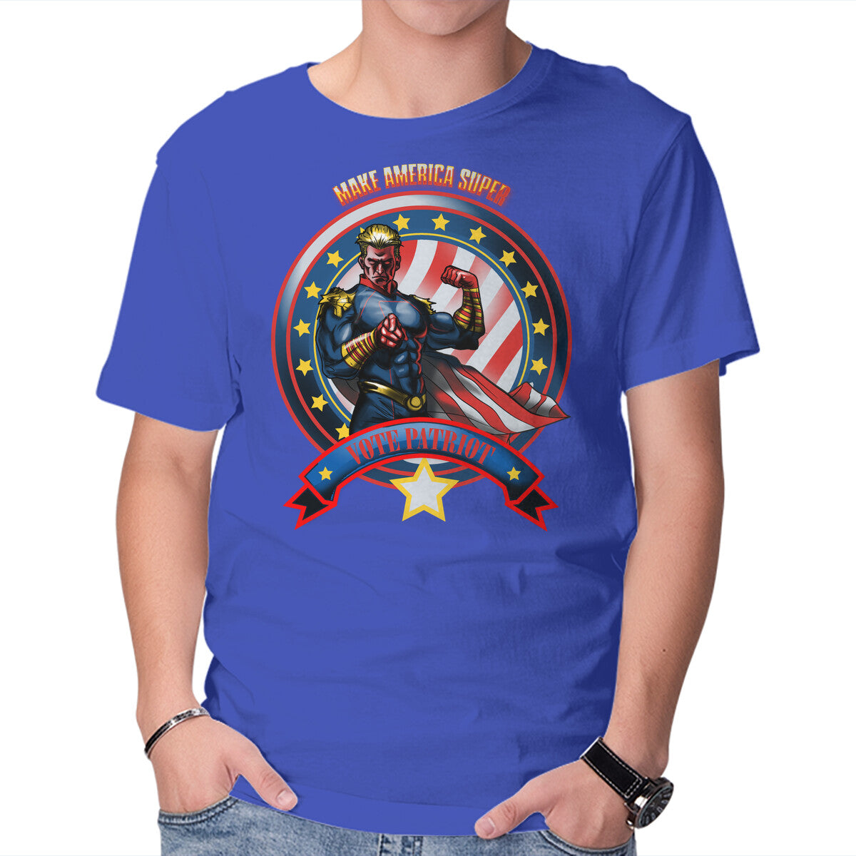 Vote Patriot Graphic T-Shirt in royal blue, product display