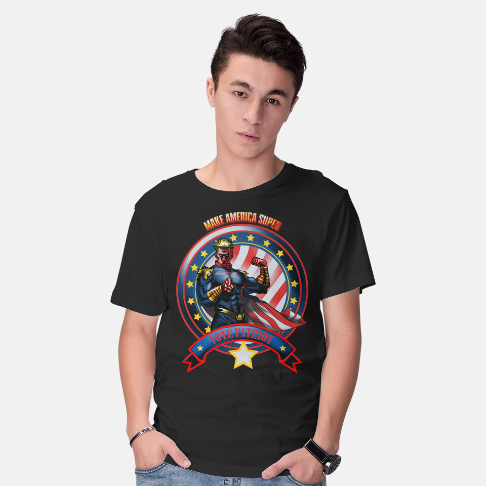 Model wearing black Vote Patriot Graphic T-Shirt