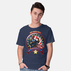 Model wearing navy Vote Patriot Graphic T-Shirt
