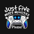 Just Five More Minutes Astro – Gaming Graphic T-Shirt design artwork for black graphic T-shirt