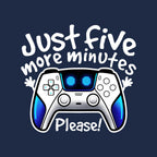 Just Five More Minutes Astro – Gaming Graphic T-Shirt design artwork for navy graphic T-shirt