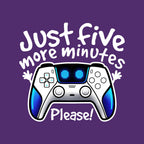 Just Five More Minutes Astro – Gaming Graphic T-Shirt design artwork for purple graphic T-shirt