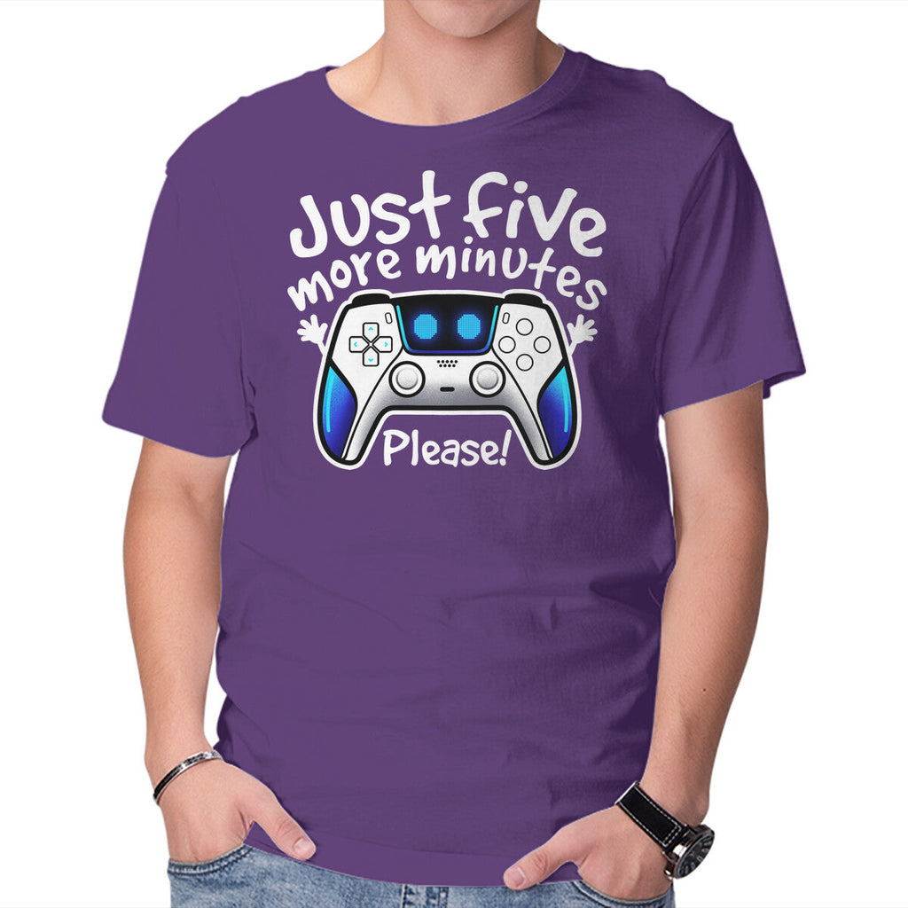Just Five More Minutes Astro – Gaming Graphic T-Shirt in purple, product display