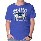 Just Five More Minutes Astro – Gaming Graphic T-Shirt in royal blue, product display
