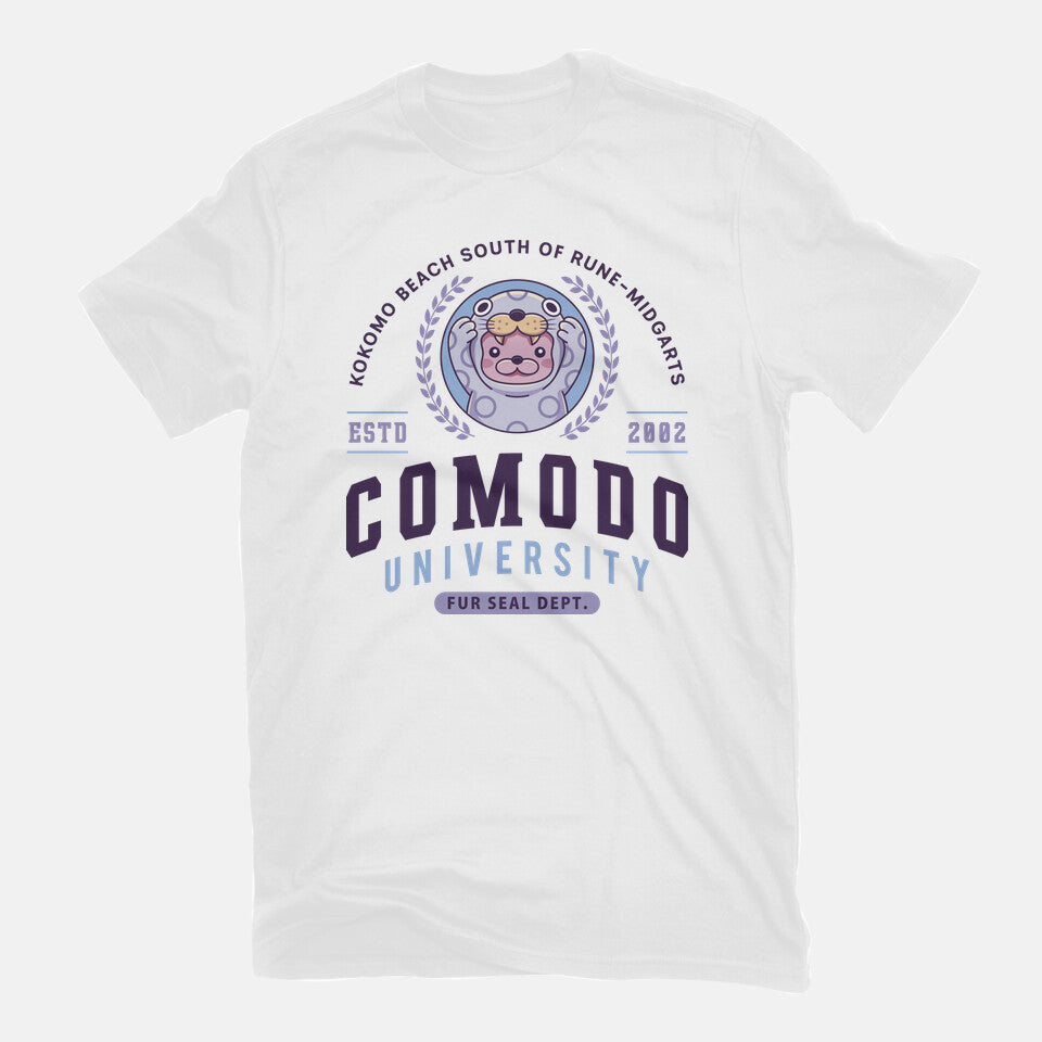 Comodo University – Gaming Graphic T-Shirt in white, flat-lay product view