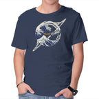 Interstellar Kanagawa Wave – Sci-Fi Graphic T-Shirt in navy, product display